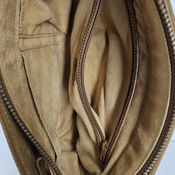 OROTON VINTAGE BROWN LEATHER AND SUEDE SHOULDER PURSE CROC PATTERN - Picture 10 of 16